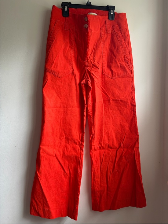 Maeve Pants - Anthropologie Maeve The Noami Linen Wide-Leg Flare Orange Pants Sz 6 Boho Chic